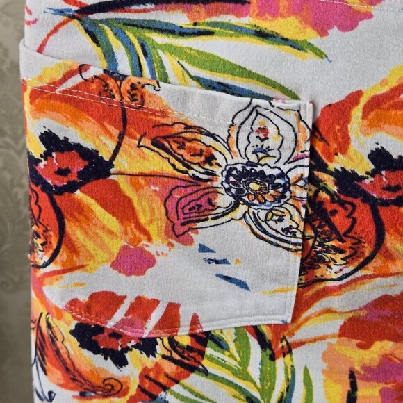 Soft Surroundings Size Large Floral Skort Elastic Pull On Style Back Pockets - Picture 5 of 13